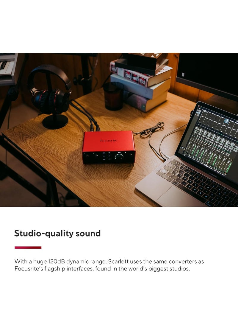 Focusrite Scarlett 4i4 4th Gen USB Audio Interface for Musicians Songwriters Guitarists Content Creators Studio Quality Recording High Fidelity Audio Software Included - Image 4